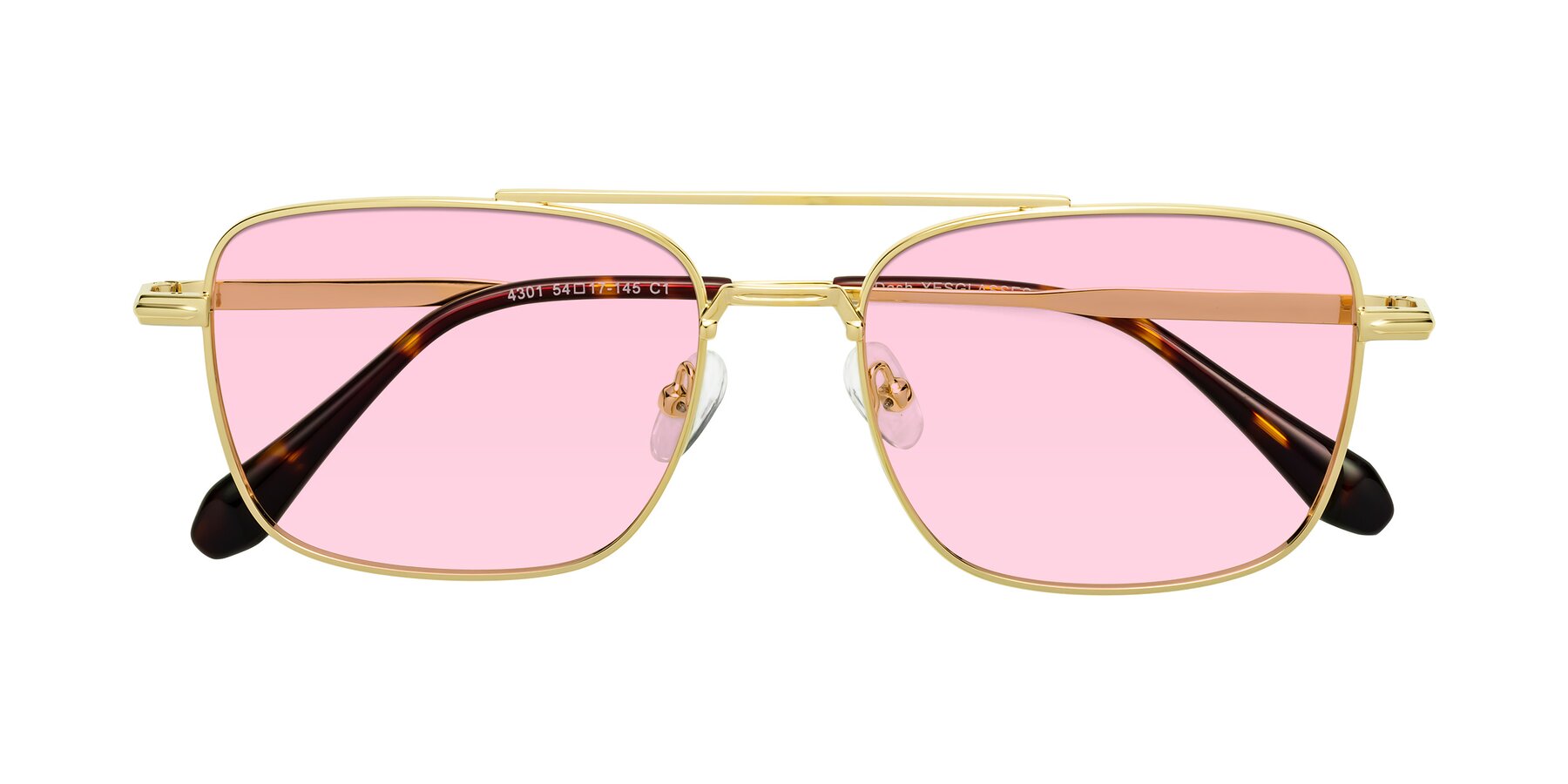 Folded Front of Dash in Gold with Light Pink Tinted Lenses