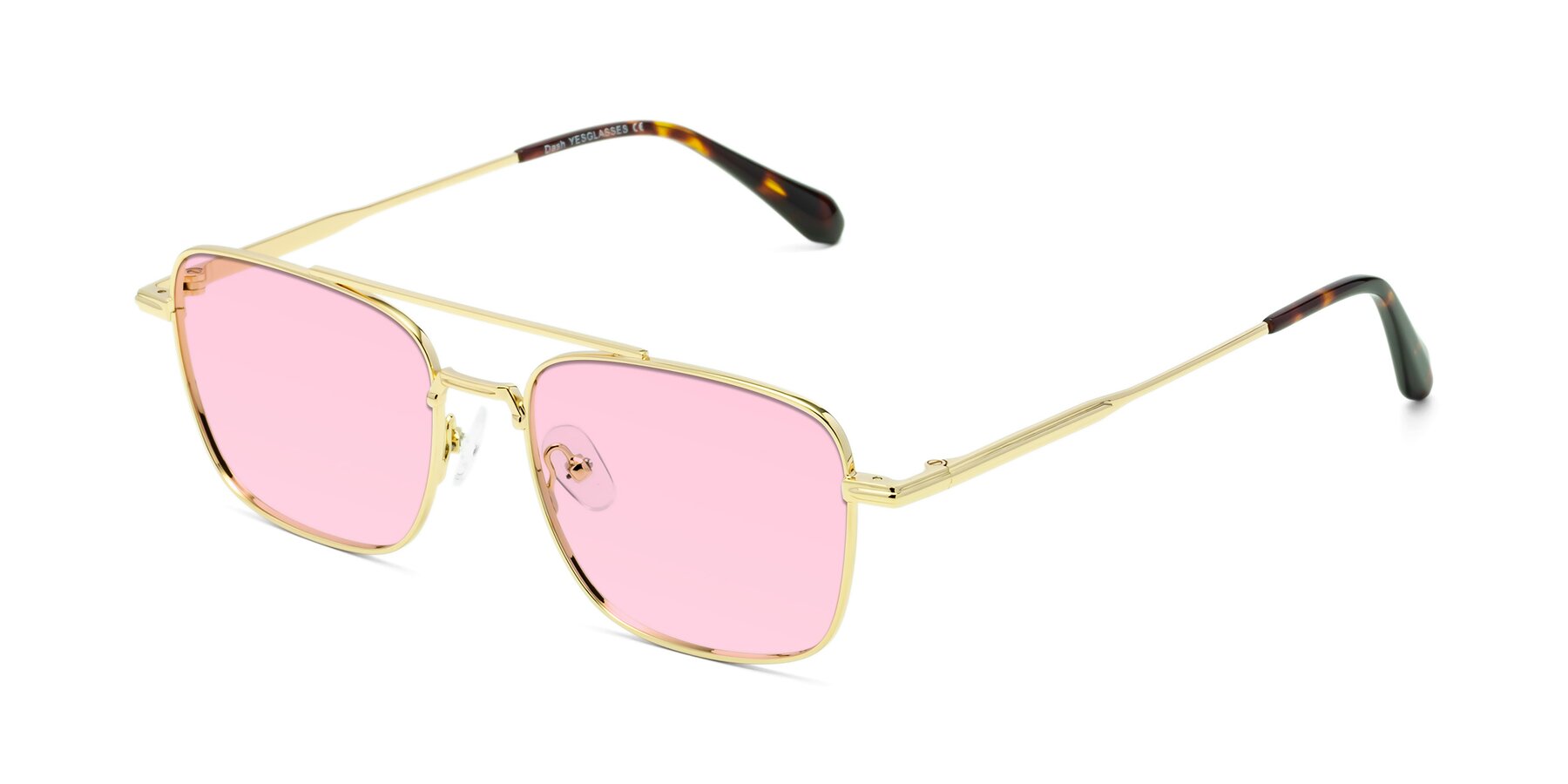 Angle of Dash in Gold with Light Pink Tinted Lenses