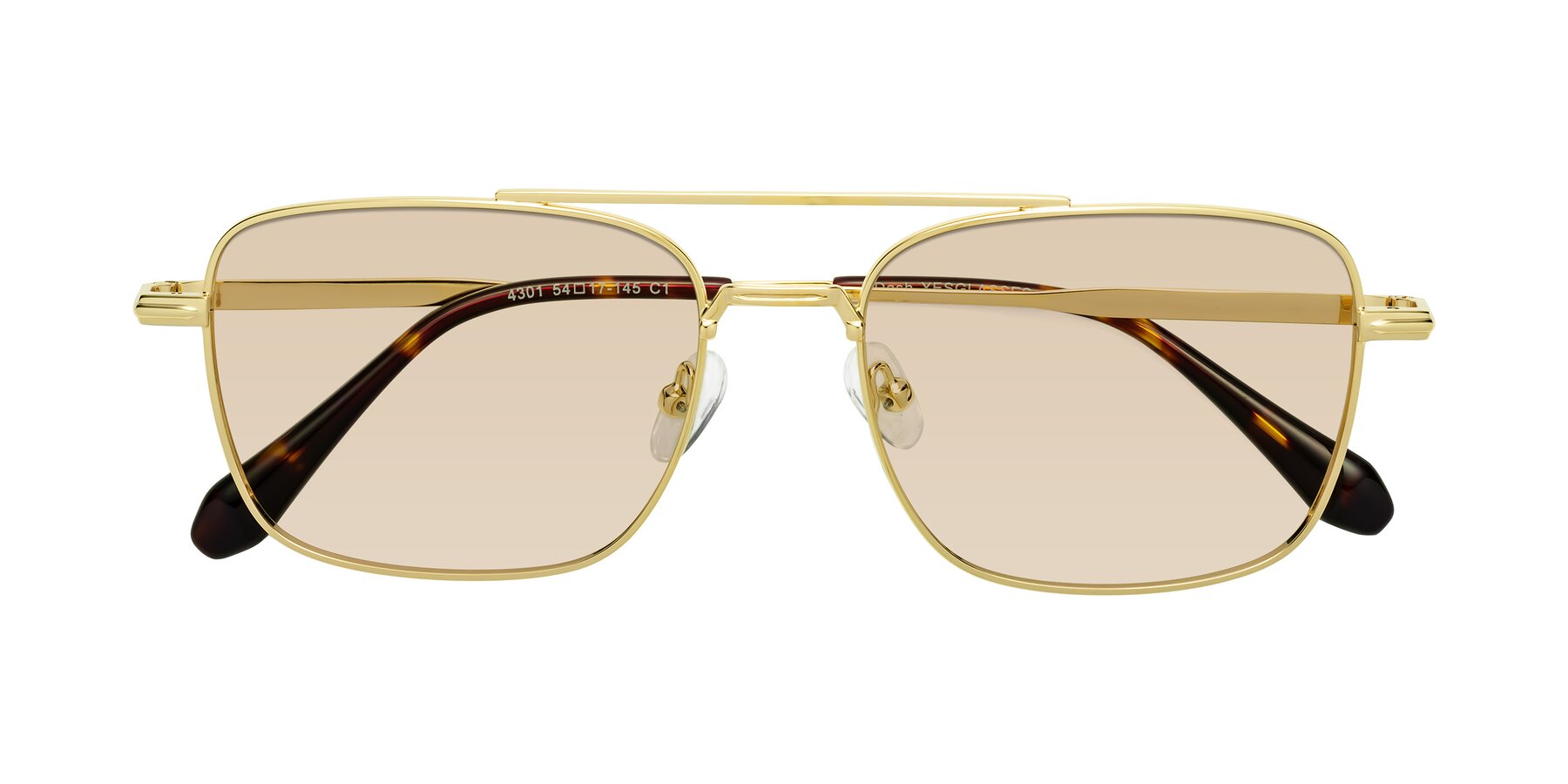 Folded Front of Dash in Gold with Light Brown Tinted Lenses