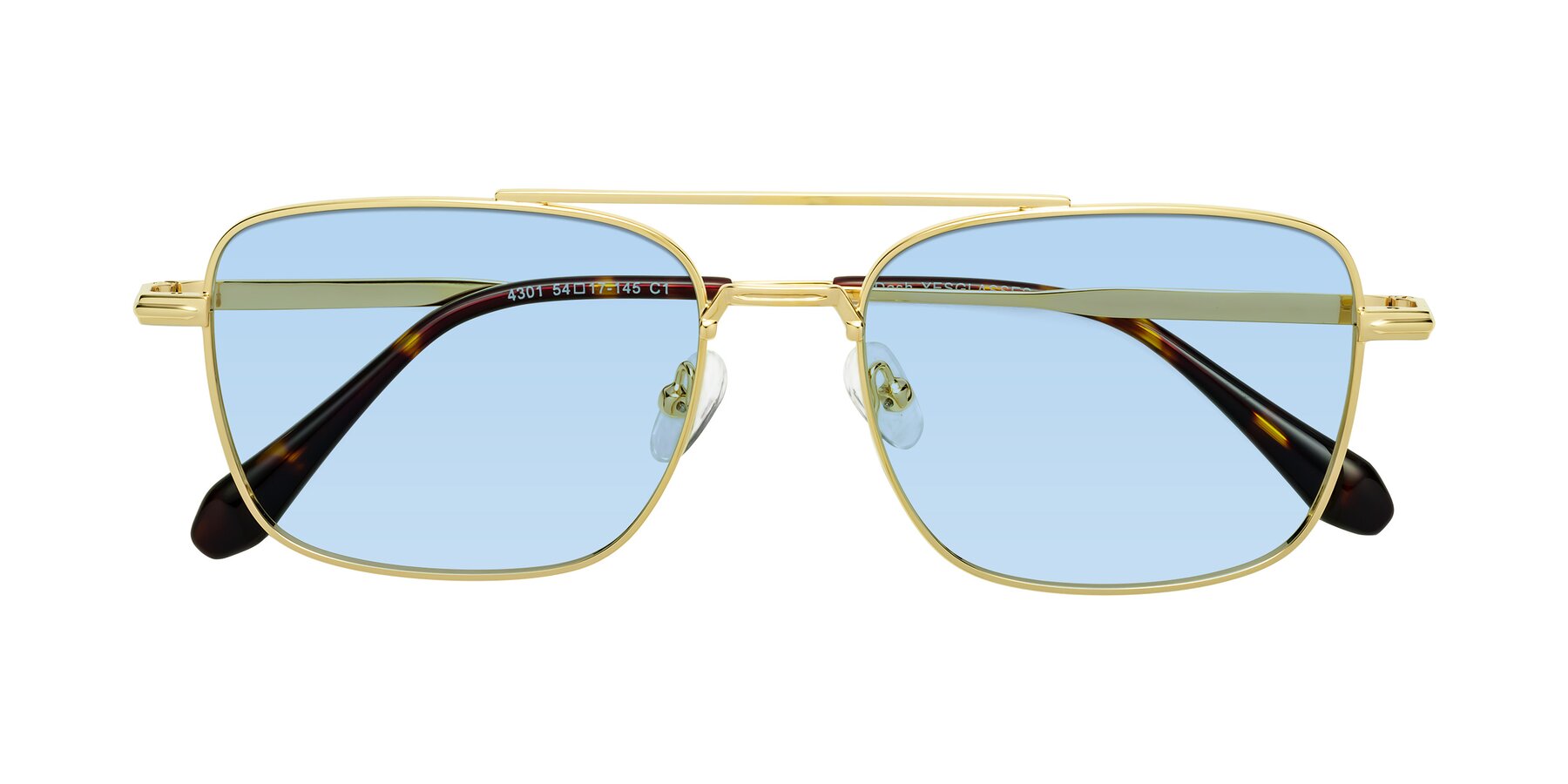 Folded Front of Dash in Gold with Light Blue Tinted Lenses