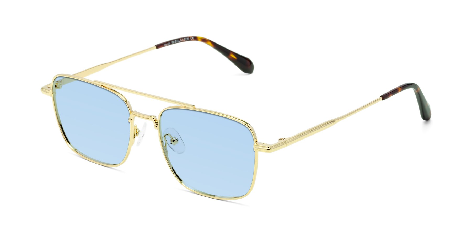 Angle of Dash in Gold with Light Blue Tinted Lenses