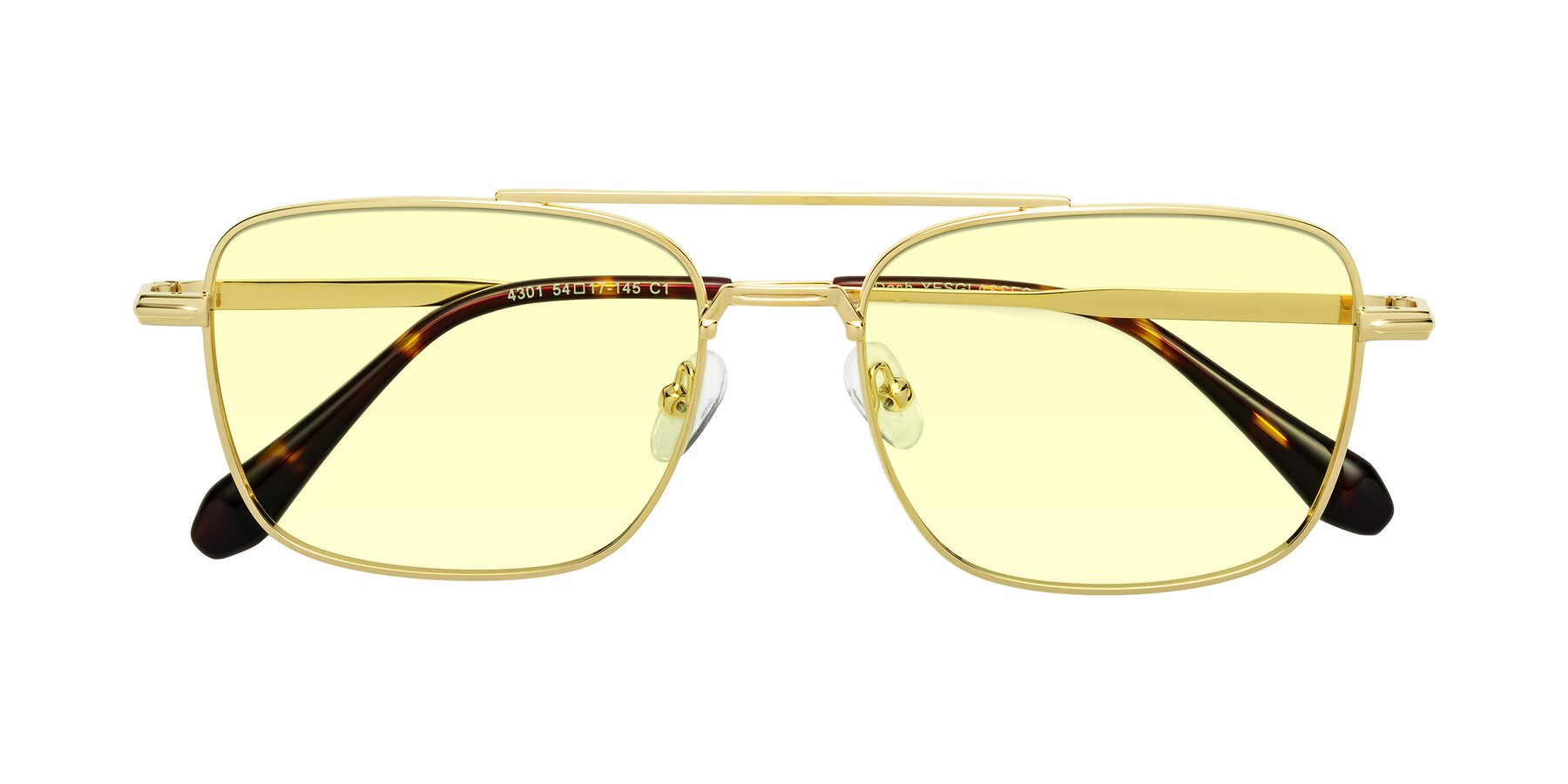 Folded Front of Dash in Gold with Light Yellow Tinted Lenses