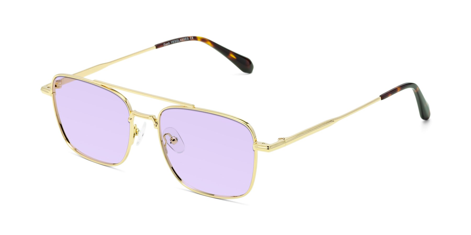 Angle of Dash in Gold with Light Purple Tinted Lenses