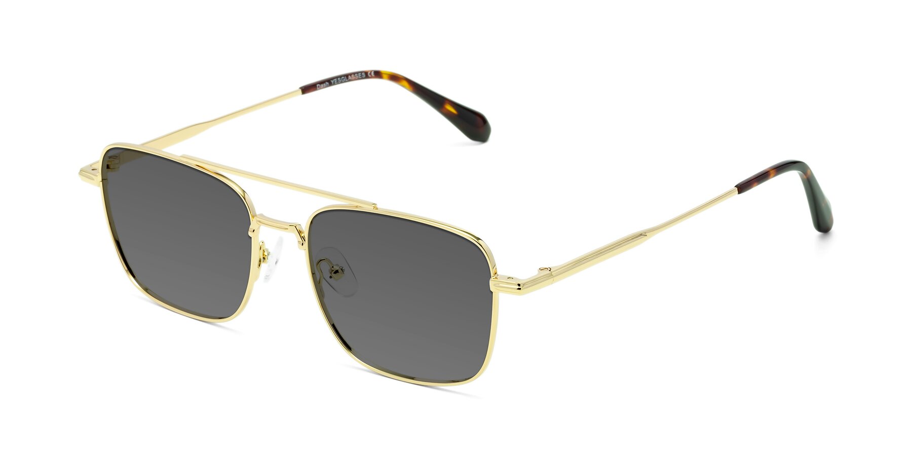 Angle of Dash in Gold with Medium Gray Tinted Lenses