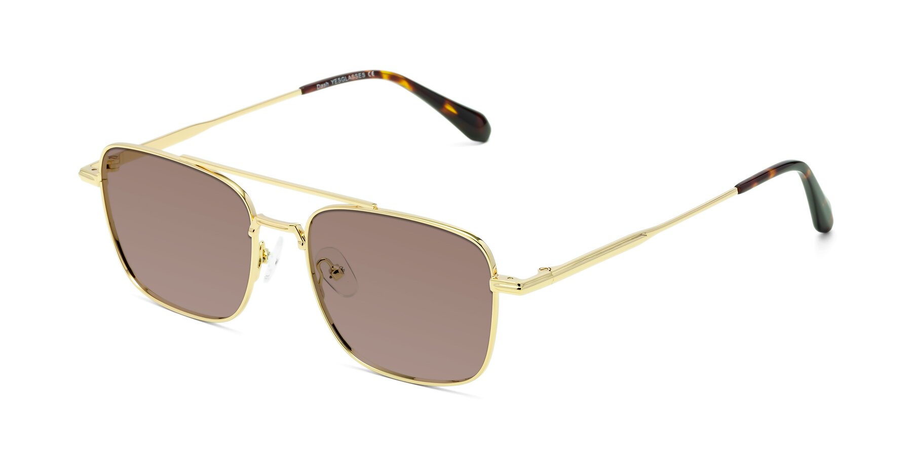 Angle of Dash in Gold with Medium Brown Tinted Lenses