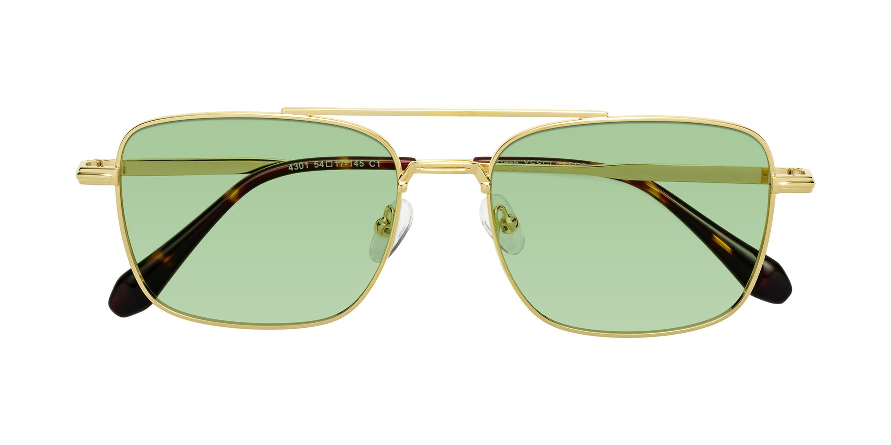 Folded Front of Dash in Gold with Medium Green Tinted Lenses