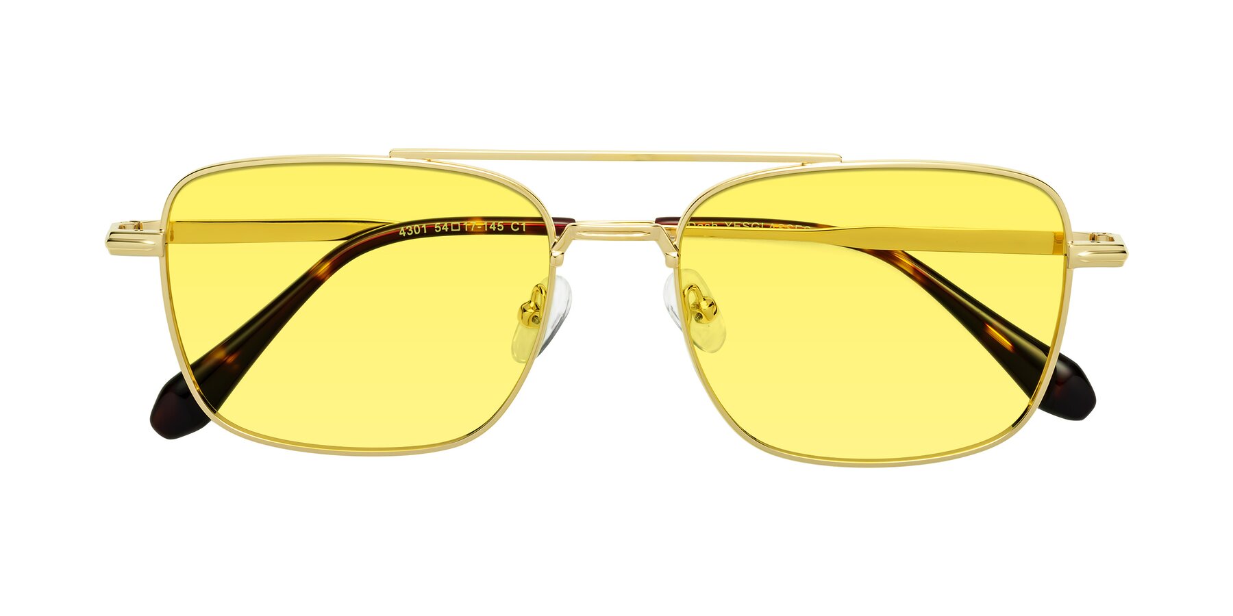 Folded Front of Dash in Gold with Medium Yellow Tinted Lenses