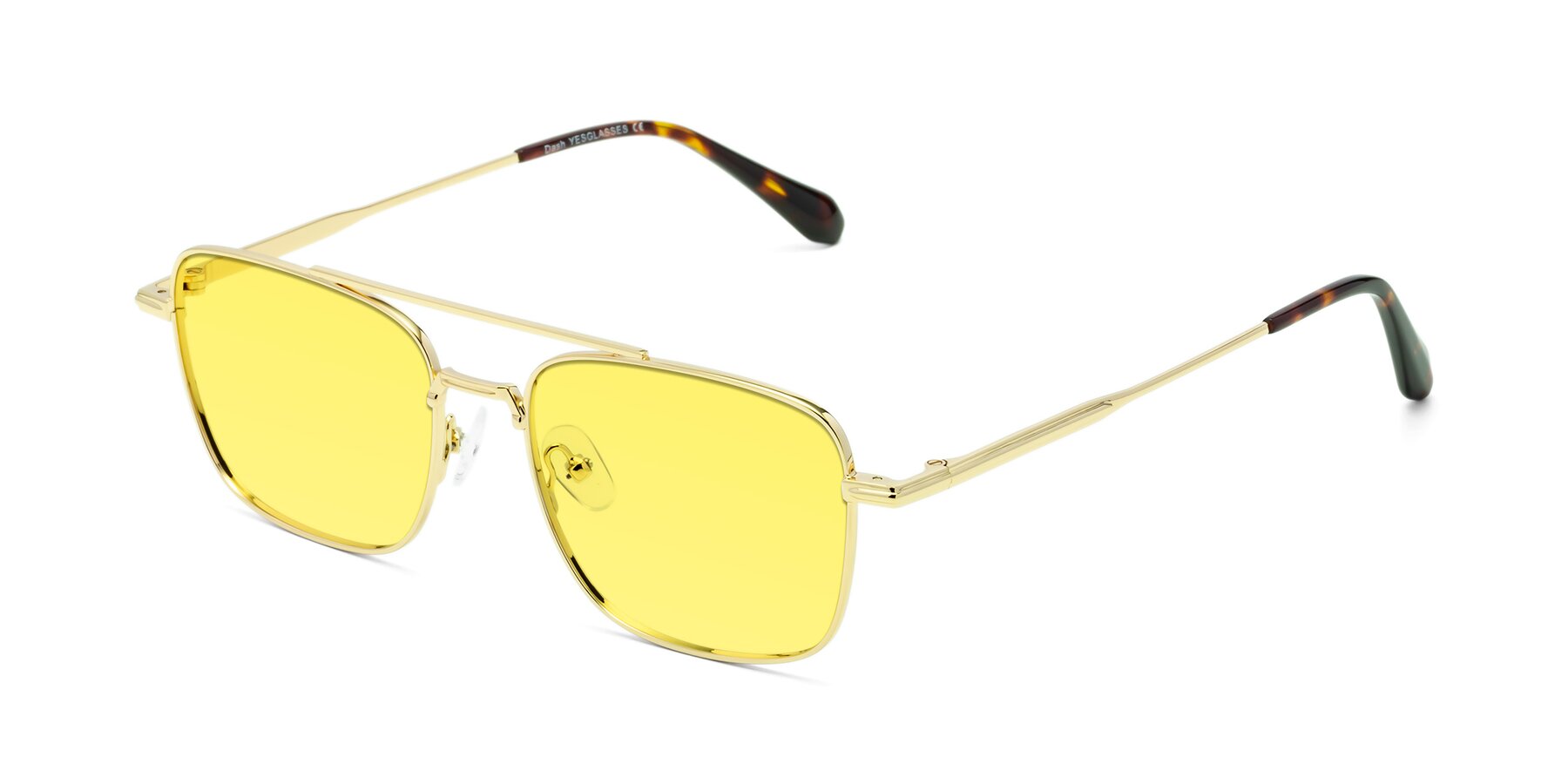 Angle of Dash in Gold with Medium Yellow Tinted Lenses