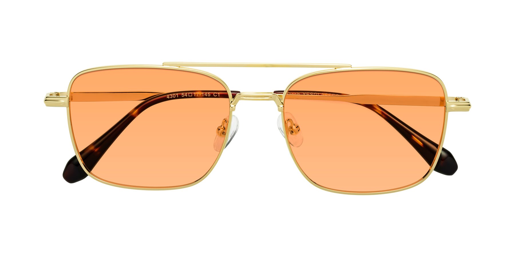 Folded Front of Dash in Gold with Medium Orange Tinted Lenses