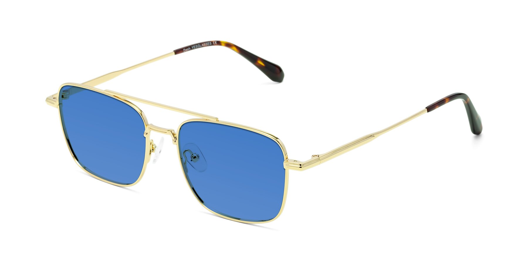 Angle of Dash in Gold with Blue Tinted Lenses