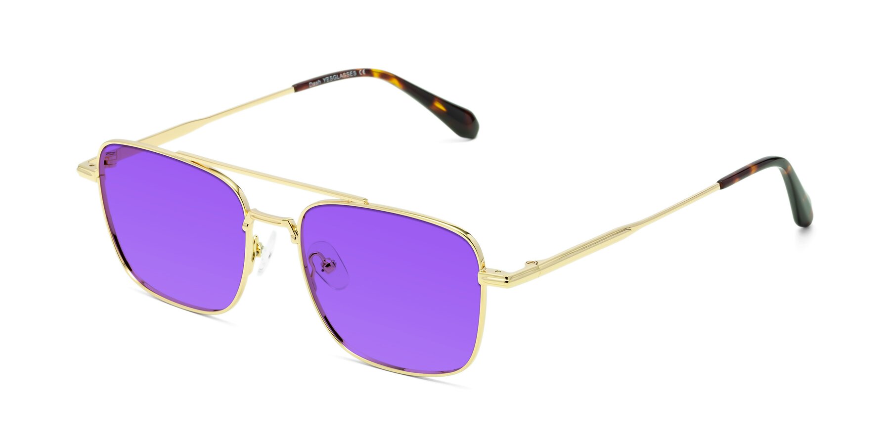 Angle of Dash in Gold with Purple Tinted Lenses