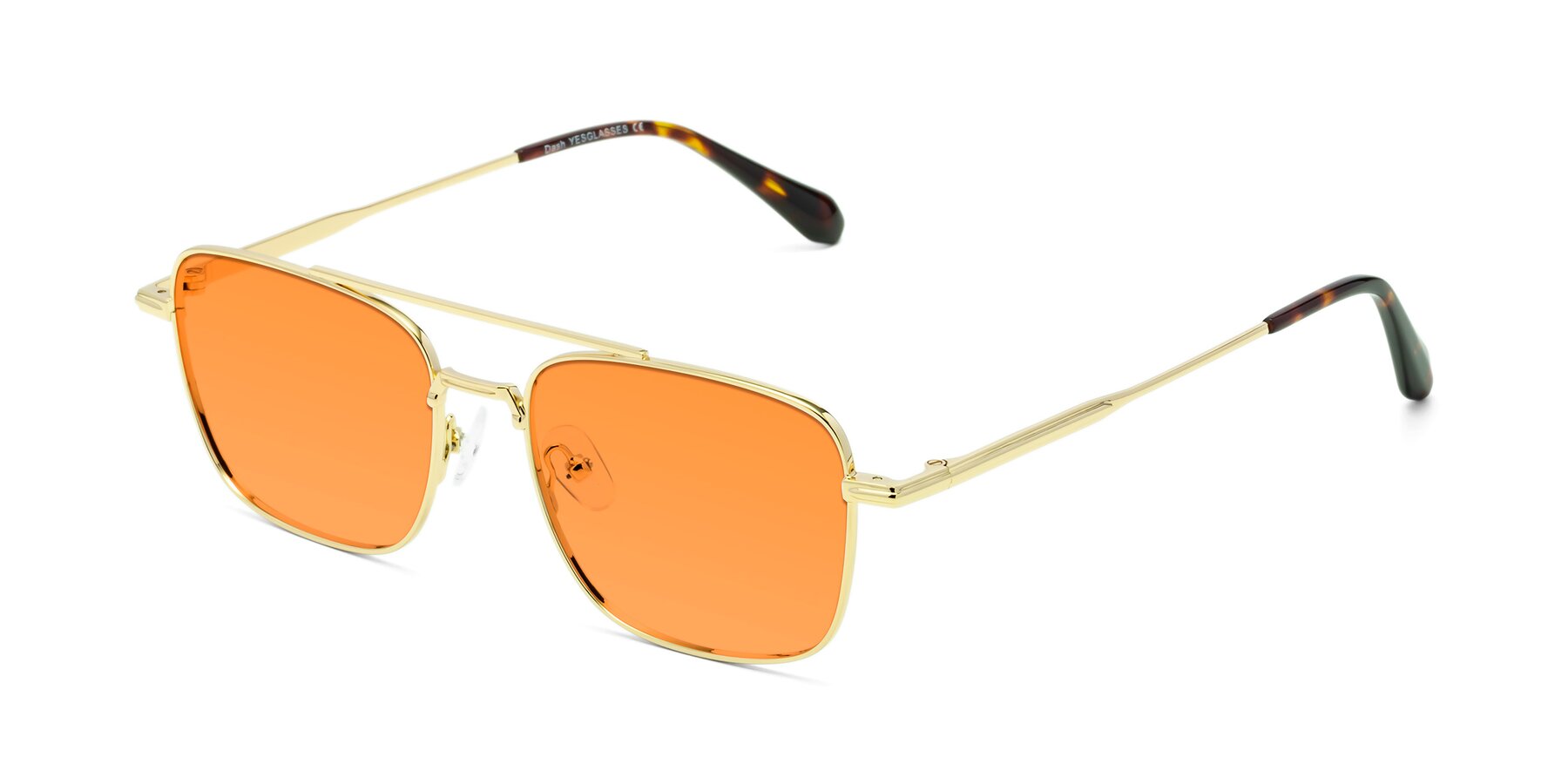Angle of Dash in Gold with Orange Tinted Lenses