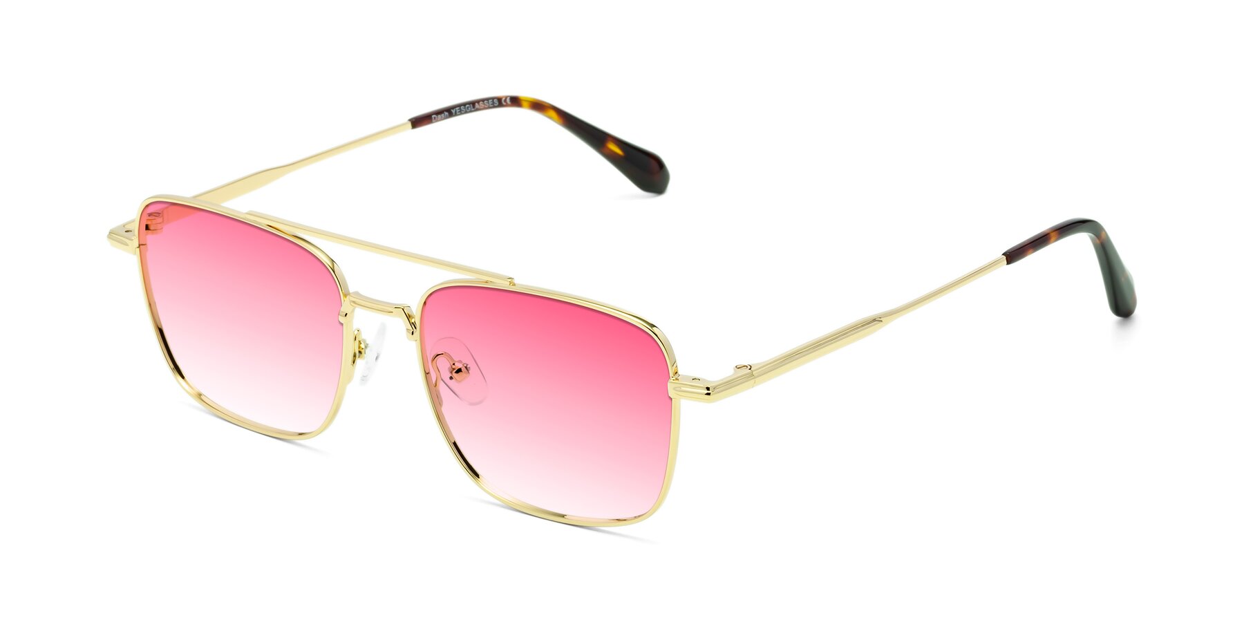 Angle of Dash in Gold with Pink Gradient Lenses