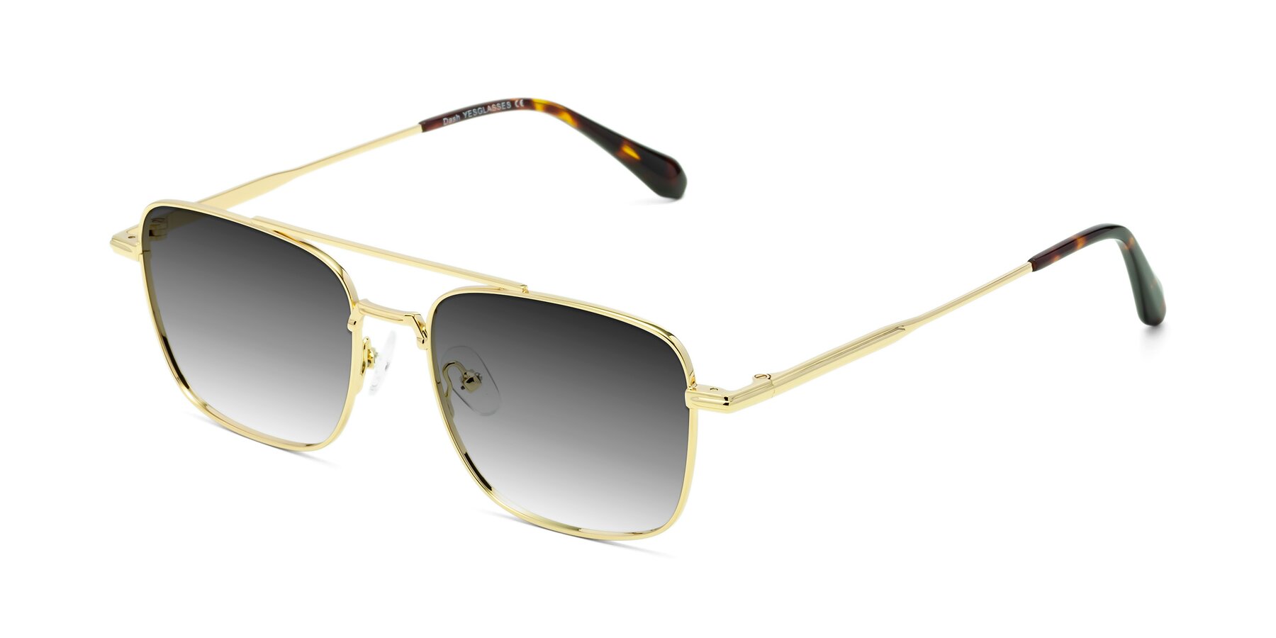 Angle of Dash in Gold with Gray Gradient Lenses