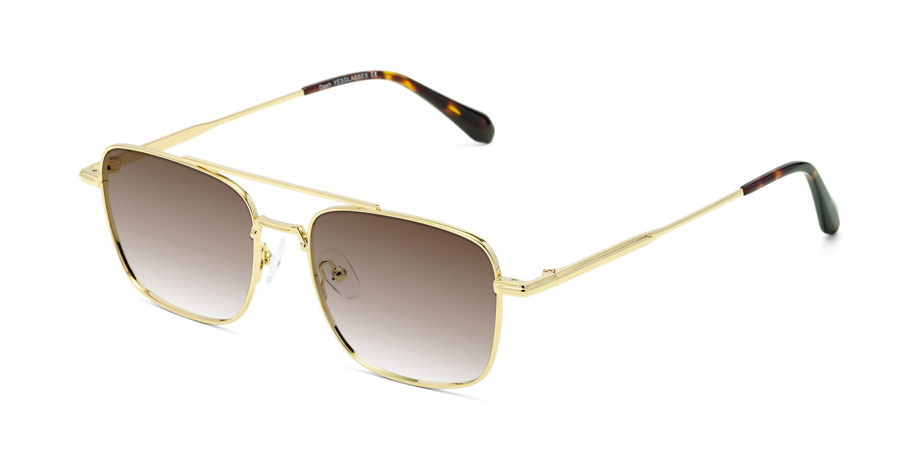 Angle of Dash in Gold with Brown Gradient Lenses