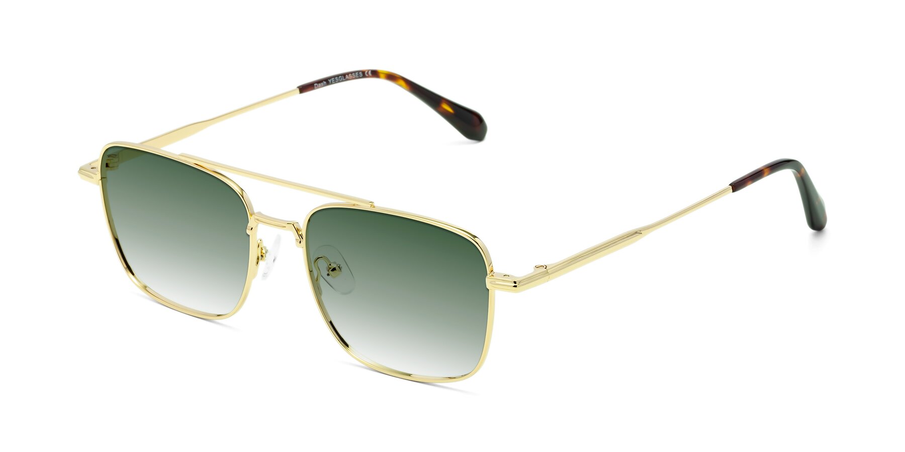 Angle of Dash in Gold with Green Gradient Lenses