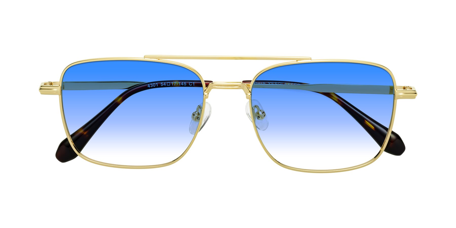 Folded Front of Dash in Gold with Blue Gradient Lenses