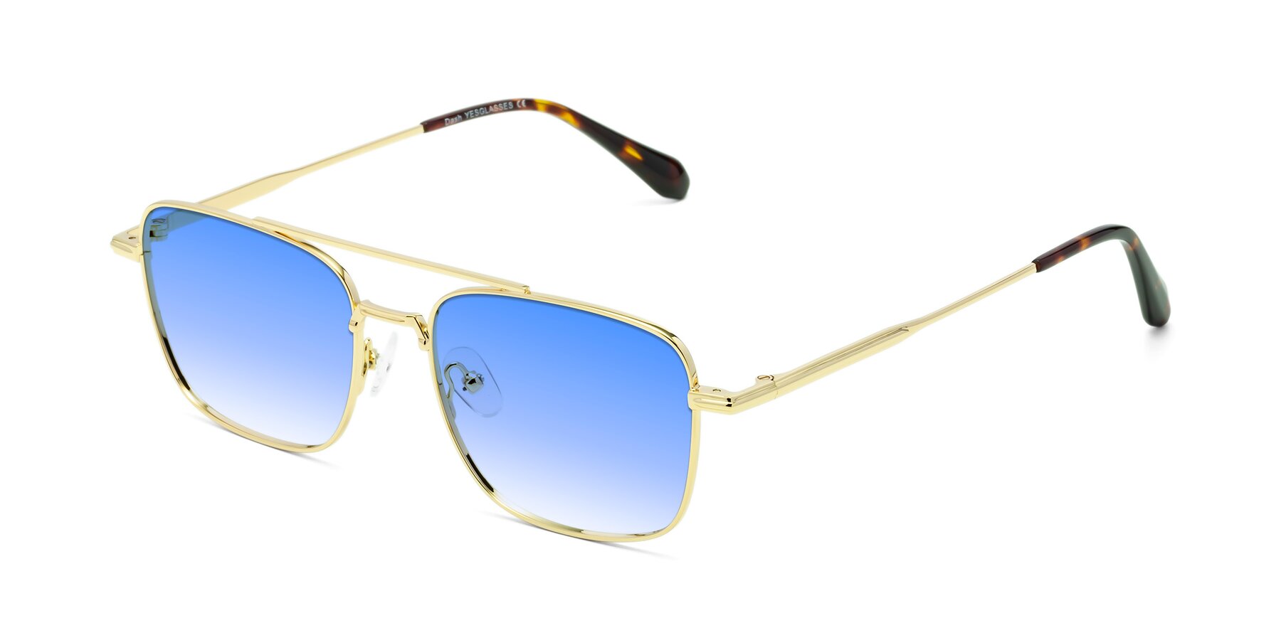 Angle of Dash in Gold with Blue Gradient Lenses