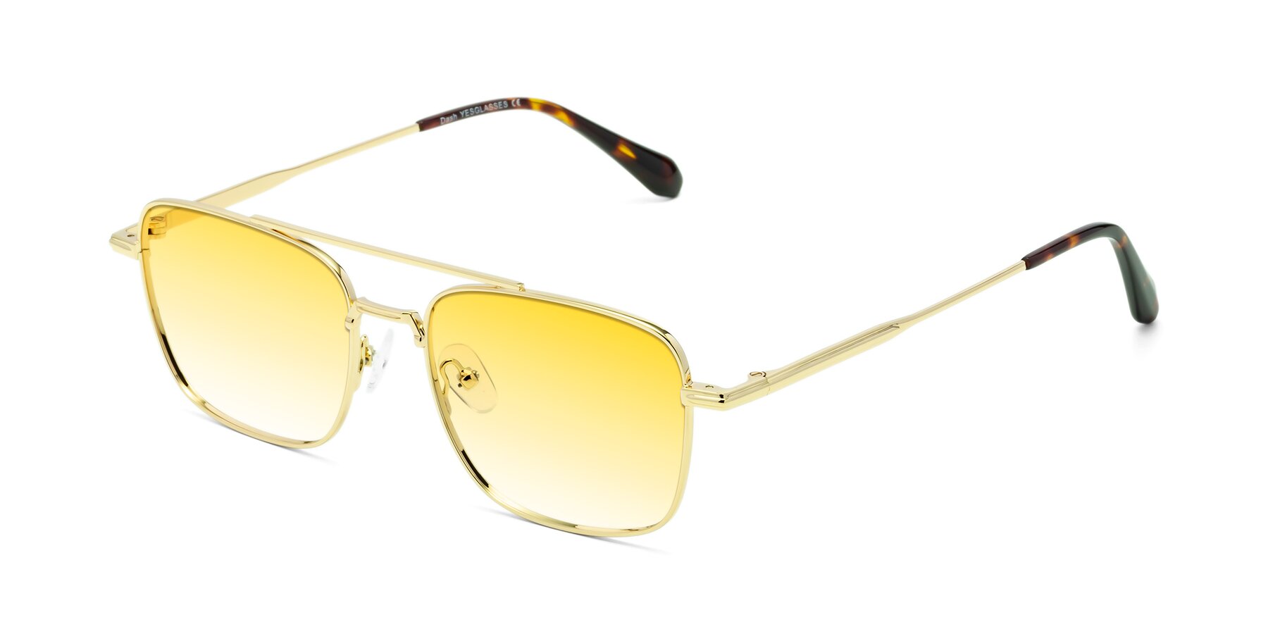 Angle of Dash in Gold with Yellow Gradient Lenses