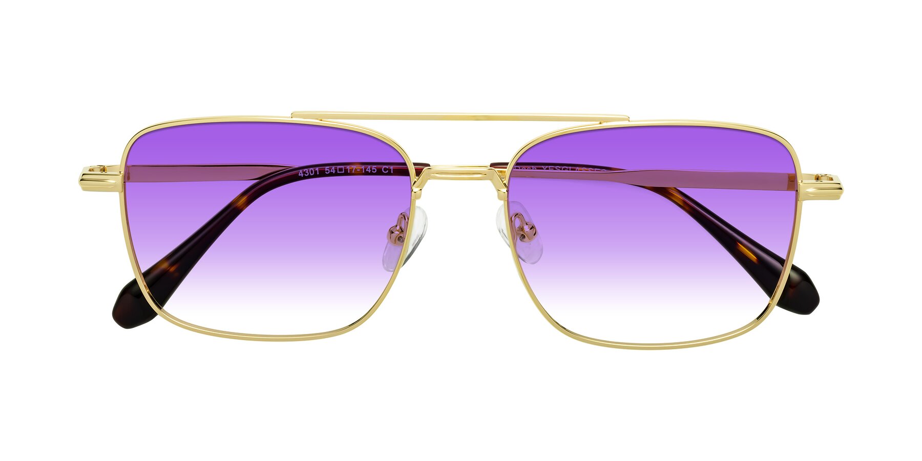 Folded Front of Dash in Gold with Purple Gradient Lenses