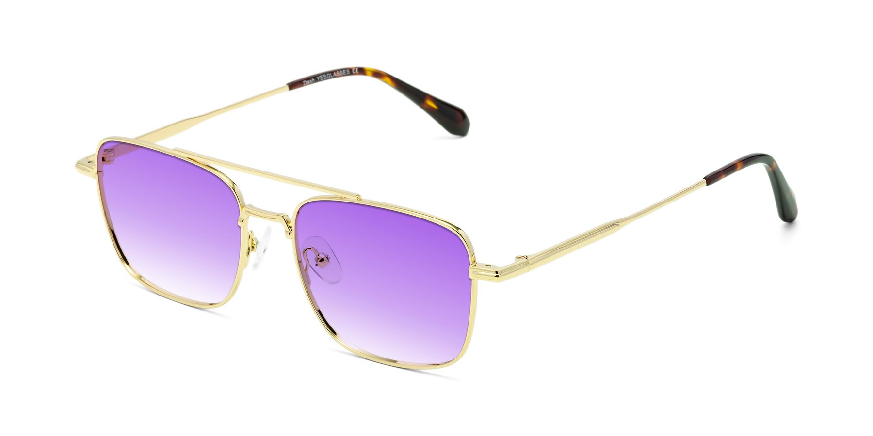 Angle of Dash in Gold with Purple Gradient Lenses