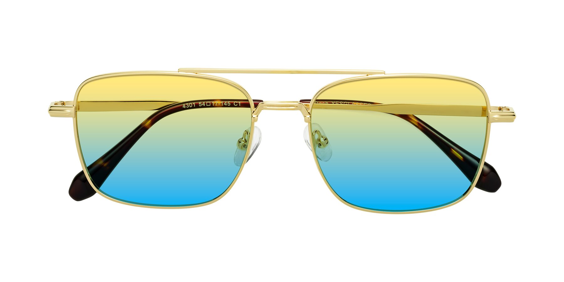 Folded Front of Dash in Gold with Yellow / Blue Gradient Lenses