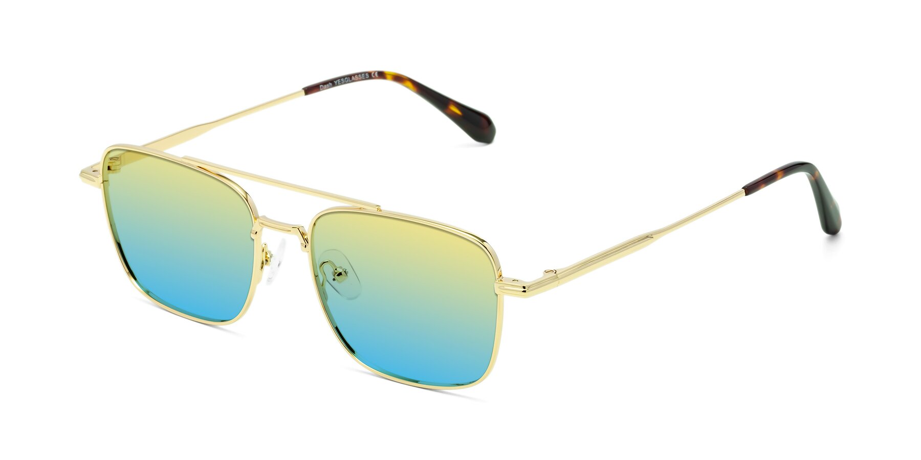 Angle of Dash in Gold with Yellow / Blue Gradient Lenses