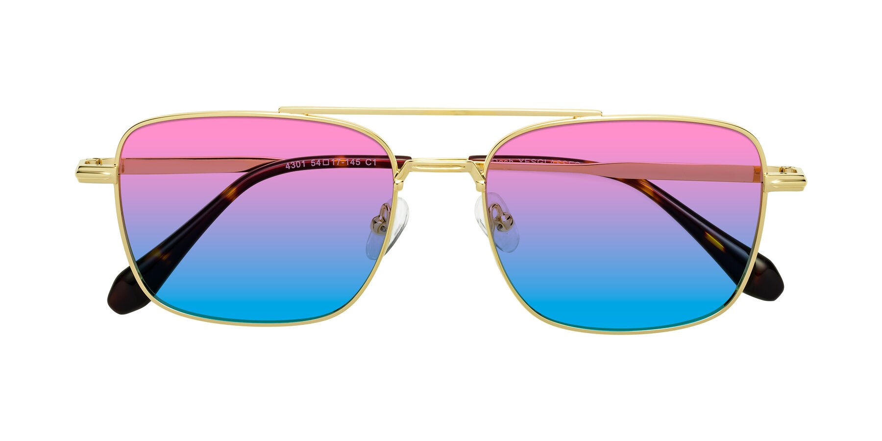 Folded Front of Dash in Gold with Pink / Blue Gradient Lenses