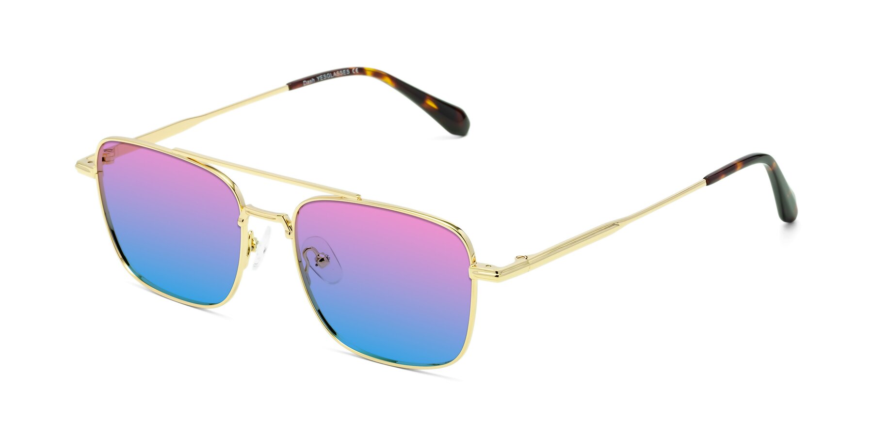 Angle of Dash in Gold with Pink / Blue Gradient Lenses