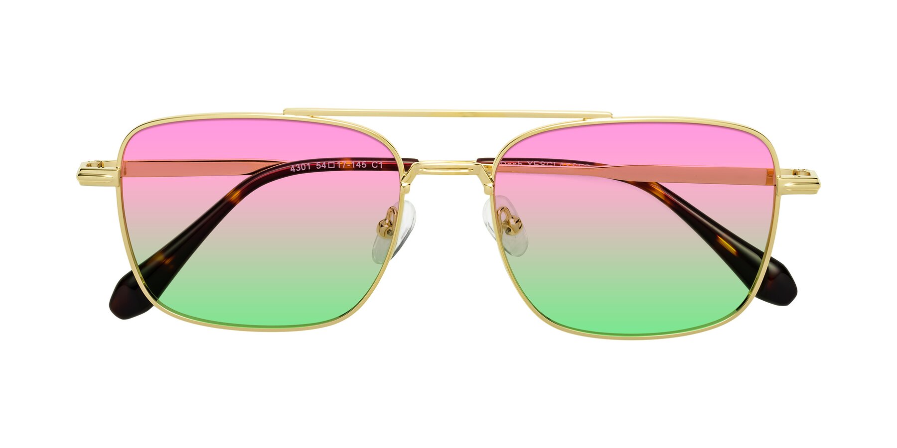 Folded Front of Dash in Gold with Pink / Green Gradient Lenses