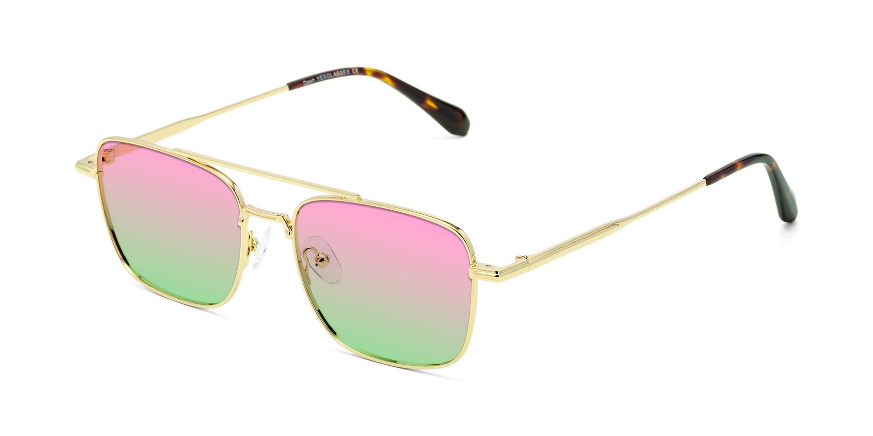 Angle of Dash in Gold with Pink / Green Gradient Lenses