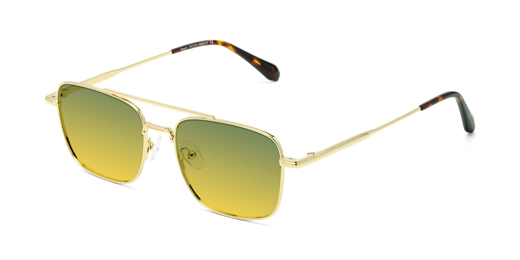 Angle of Dash in Gold with Green / Yellow Gradient Lenses