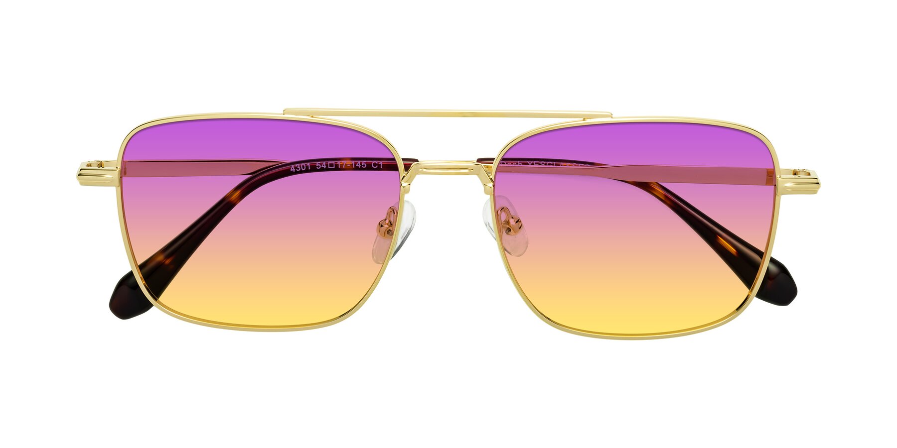 Folded Front of Dash in Gold with Purple / Yellow Gradient Lenses