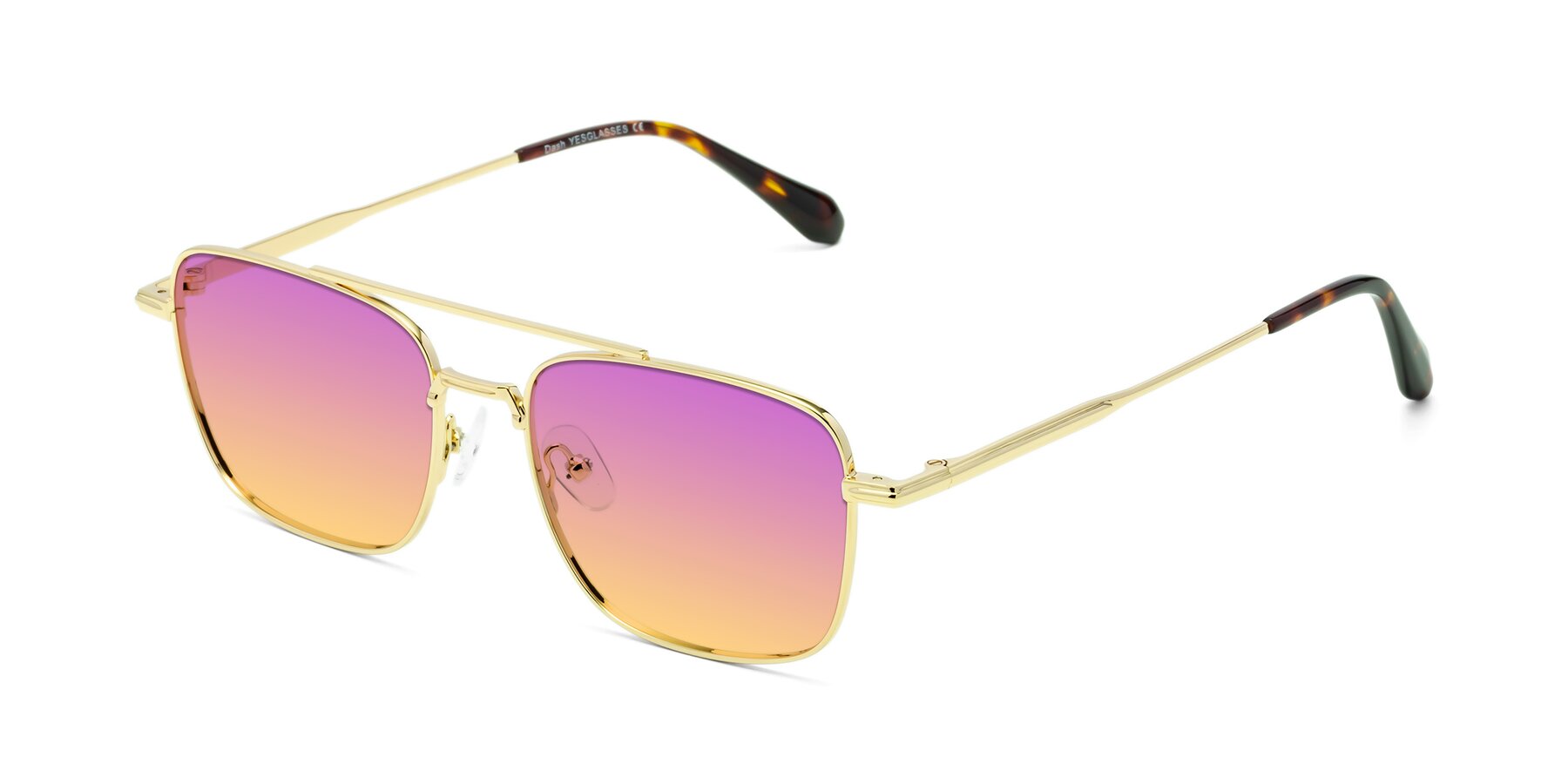 Angle of Dash in Gold with Purple / Yellow Gradient Lenses