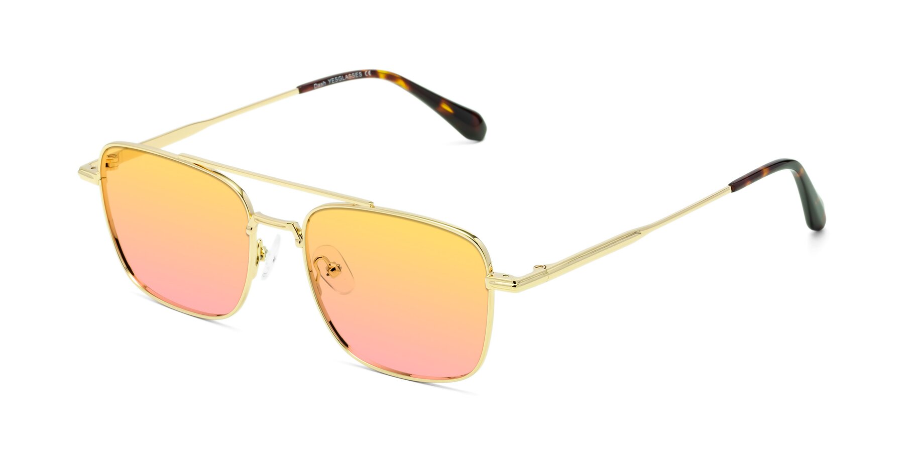 Angle of Dash in Gold with Yellow / Pink Gradient Lenses
