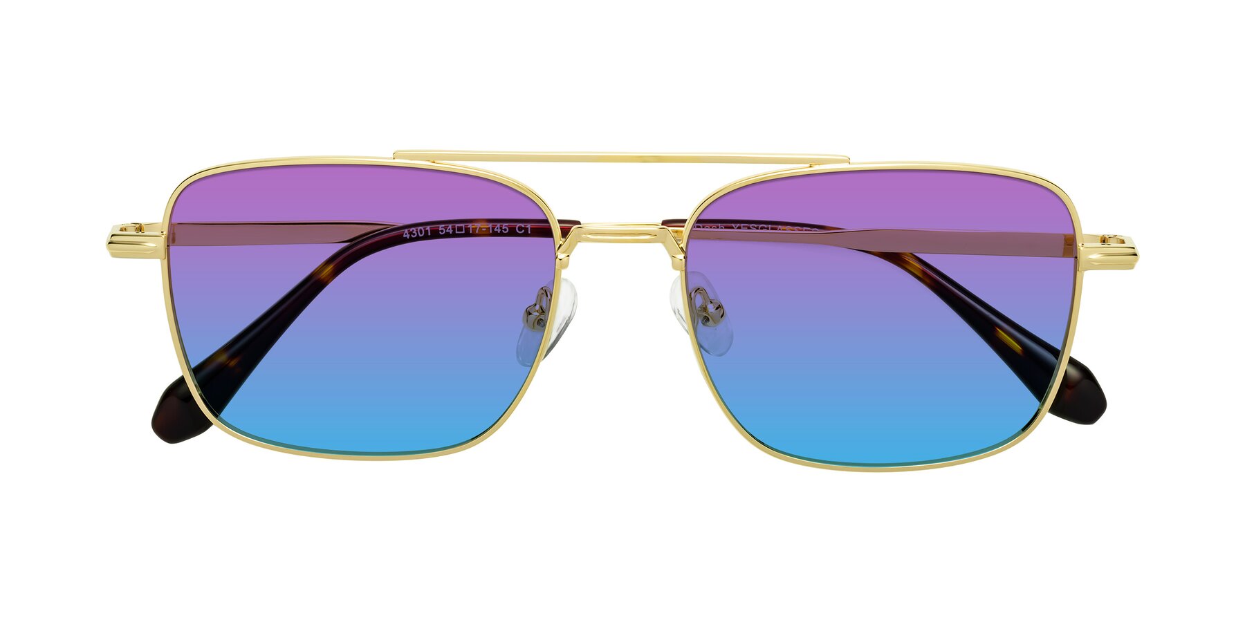 Folded Front of Dash in Gold with Purple / Blue Gradient Lenses