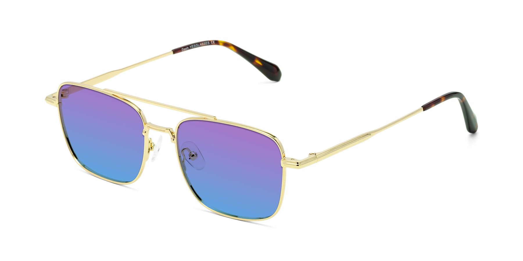 Angle of Dash in Gold with Purple / Blue Gradient Lenses