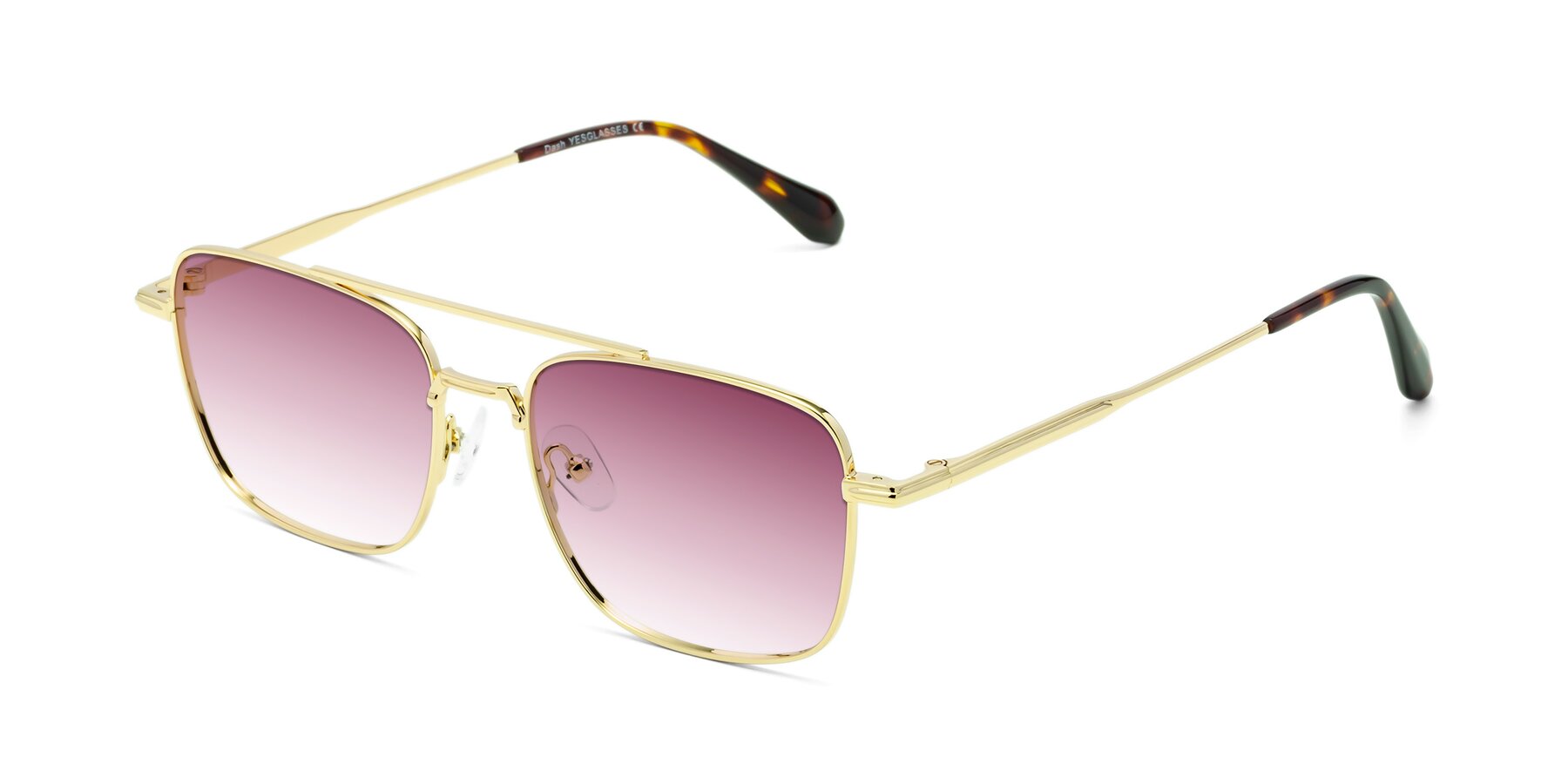 Angle of Dash in Gold with Wine Gradient Lenses