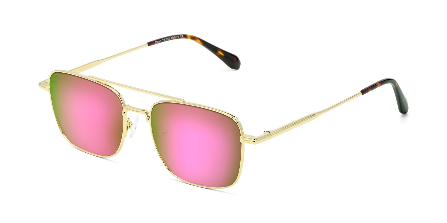Angle of Dash in Gold with Pink Mirrored Lenses