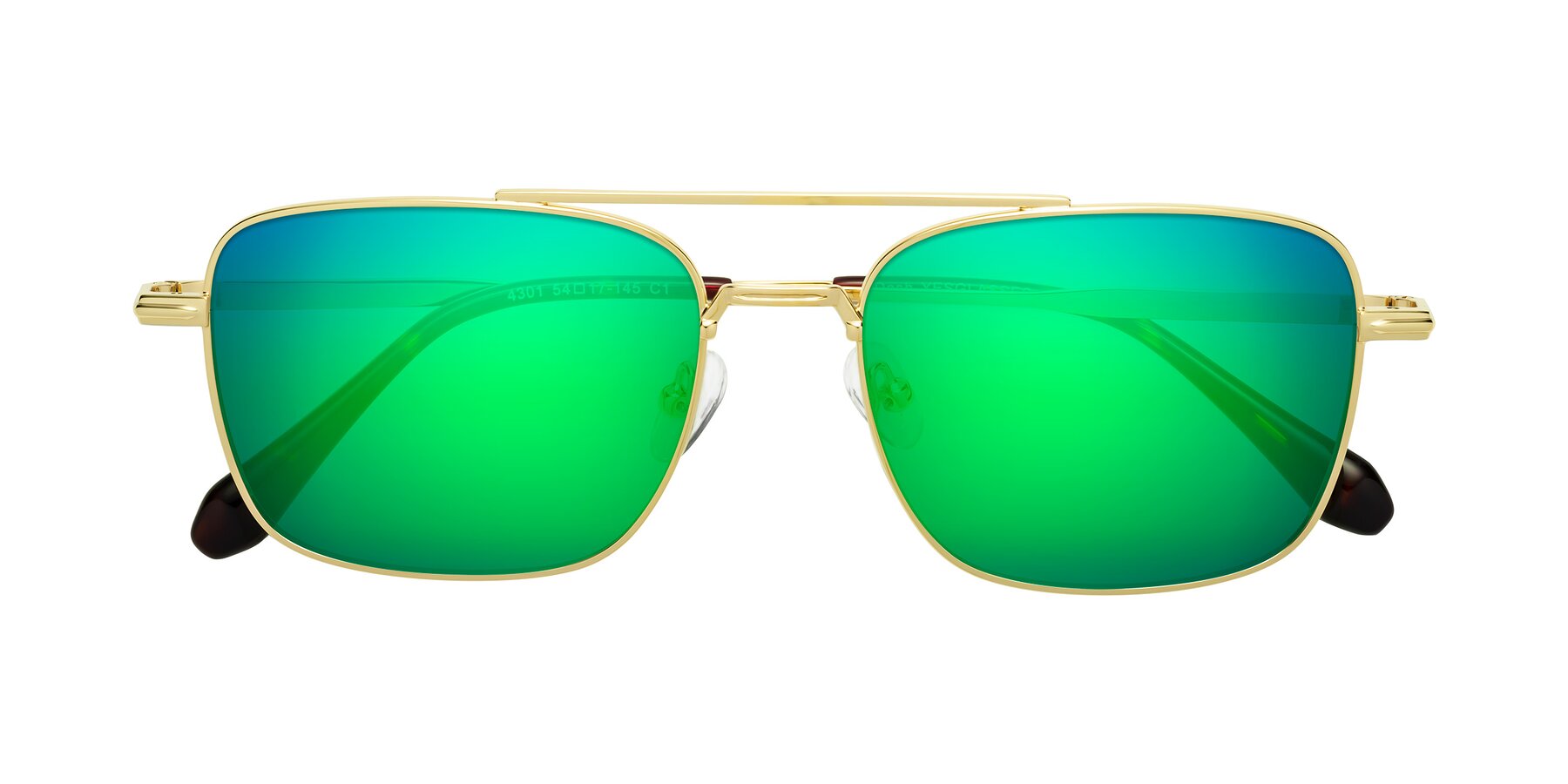 Folded Front of Dash in Gold with Green Mirrored Lenses