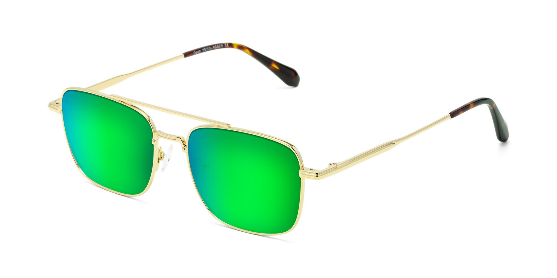 Angle of Dash in Gold with Green Mirrored Lenses