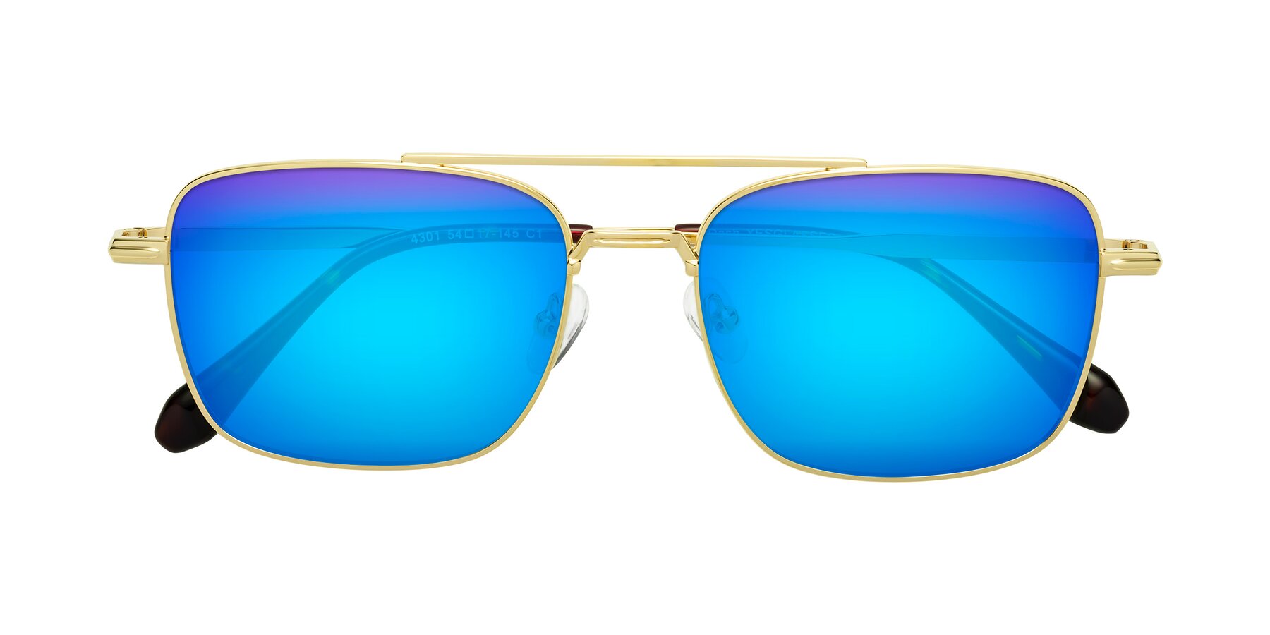 Folded Front of Dash in Gold with Blue Mirrored Lenses