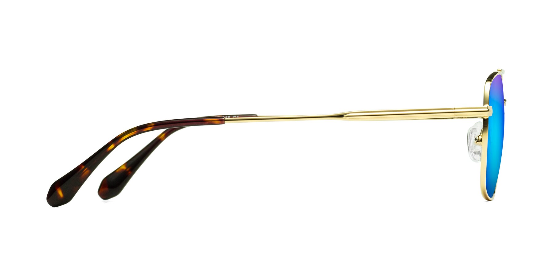 Side of Dash in Gold with Blue Mirrored Lenses