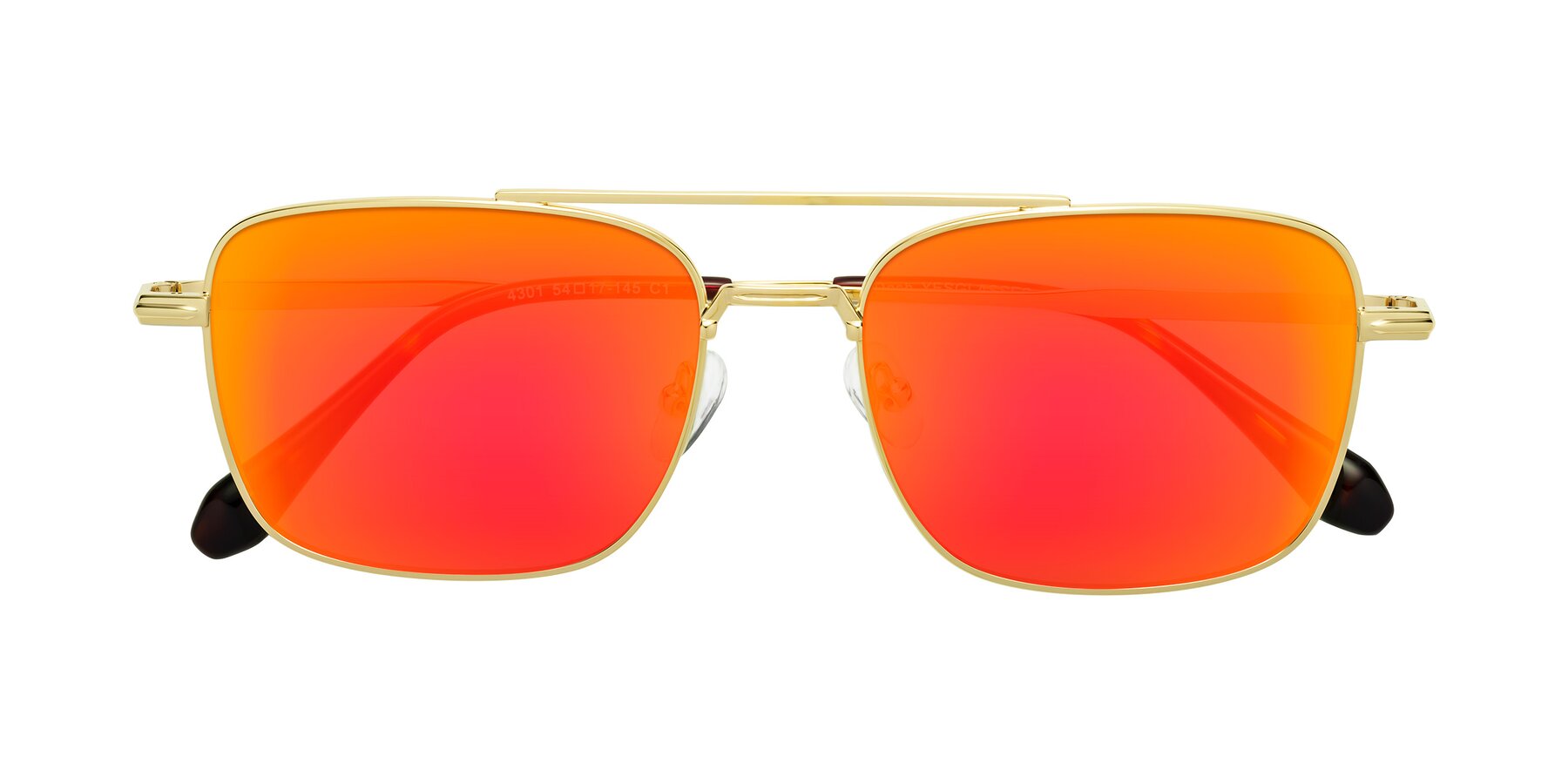 Folded Front of Dash in Gold with Red Gold Mirrored Lenses