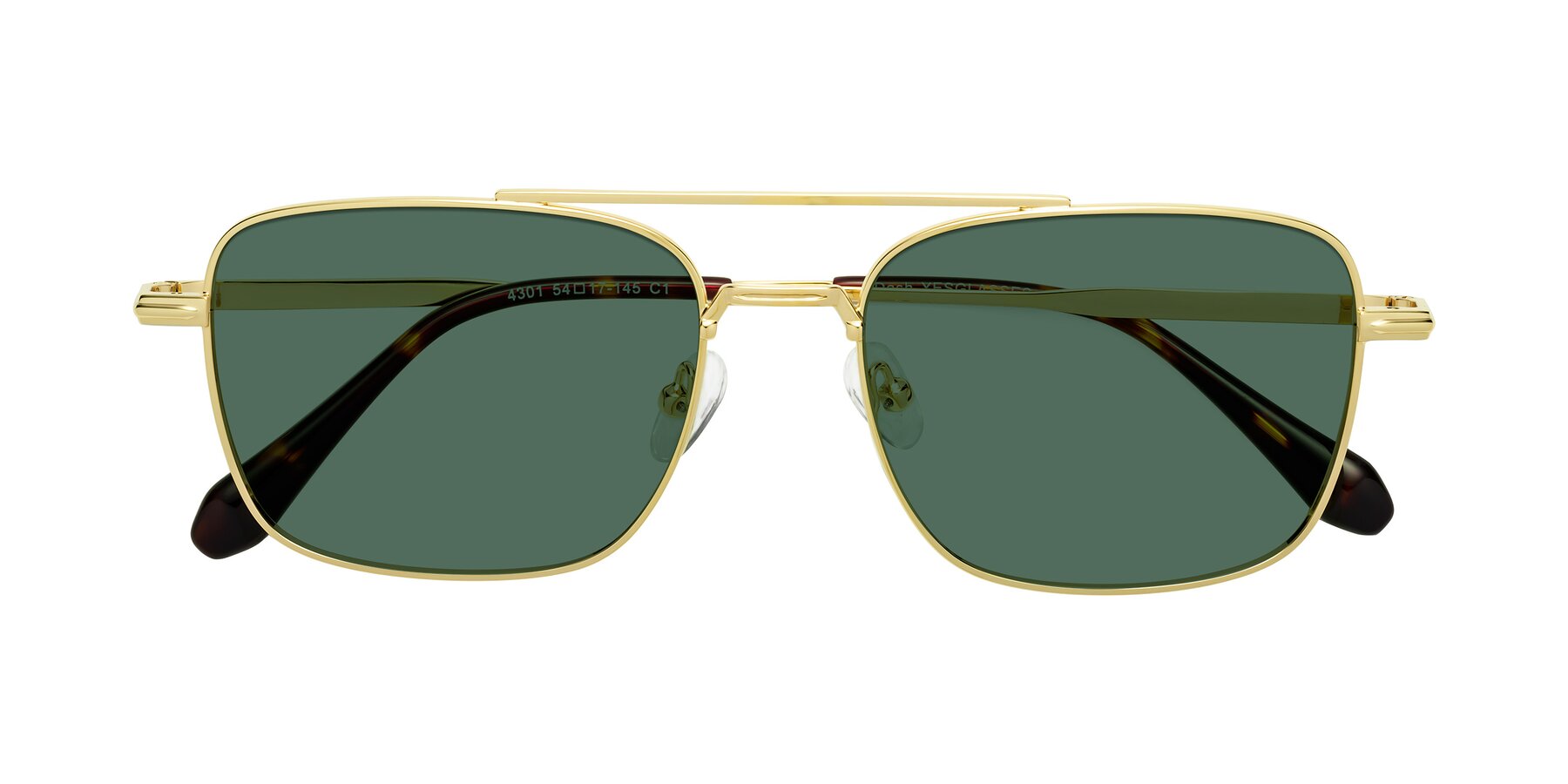 Folded Front of Dash in Gold with Green Polarized Lenses