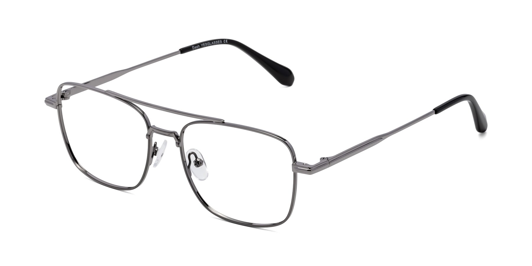 Angle of Dash in Gunmetal with Clear Eyeglass Lenses