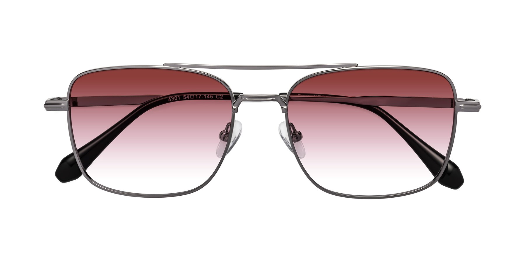 Folded Front of Dash in Gunmetal with Garnet Gradient Lenses