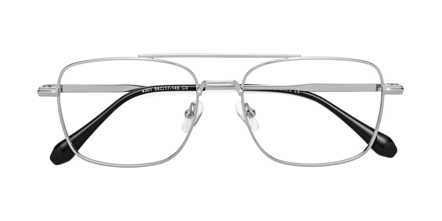 Folded Front of Dash in Silver with Clear Reading Eyeglass Lenses