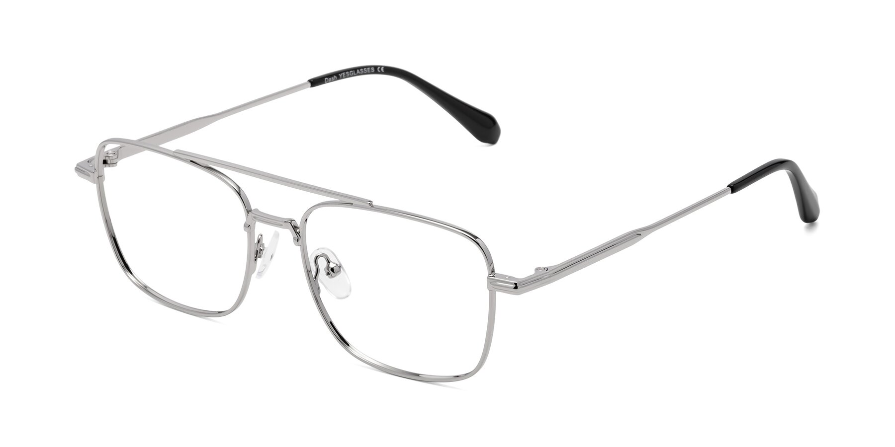 Angle of Dash in Silver with Clear Eyeglass Lenses