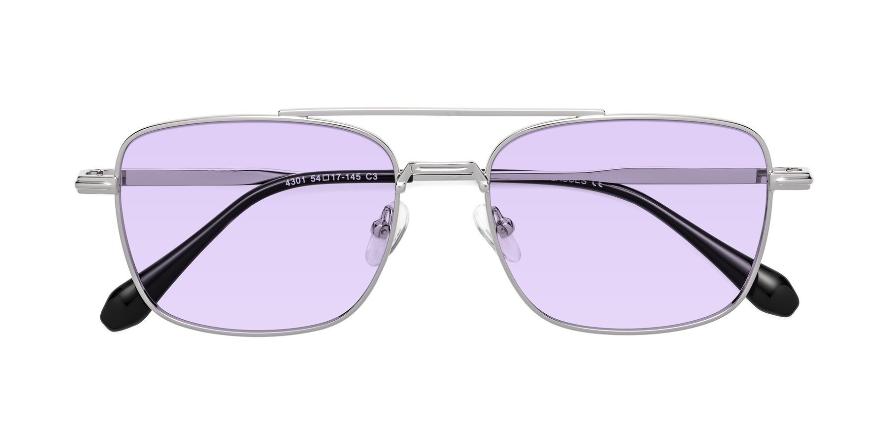 Folded Front of Dash in Silver with Light Purple Tinted Lenses
